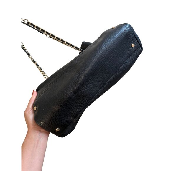 TORY BURCH Marion Chain Black Slouchy Pebble Leather Shoulder Bag - Picture 11 of 13